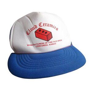 Vintage Cloud Ceramics Trucker Hat White & Blue Mesh Snapback One Size Polyester